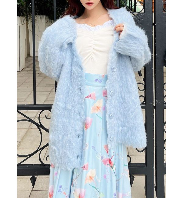 RESEXXY「シャギーミディニットカーディガン」|カーディガン|ブルー