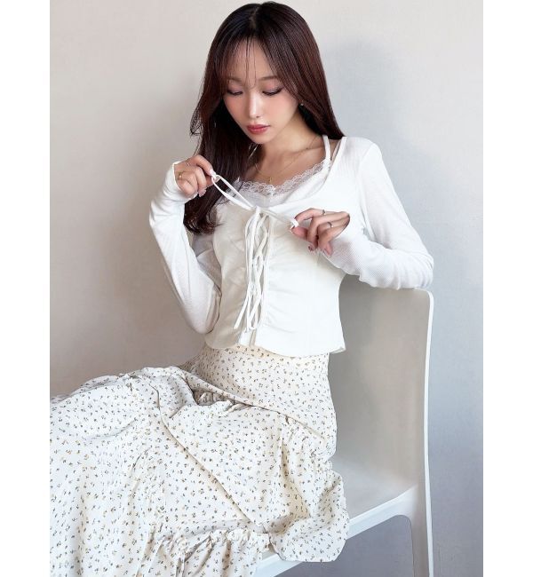 RESEXXY「レースアップリブトップス」|Tシャツ・カットソー|