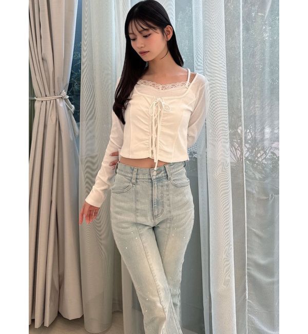 RESEXXY「レースアップリブトップス」|Tシャツ・カットソー|