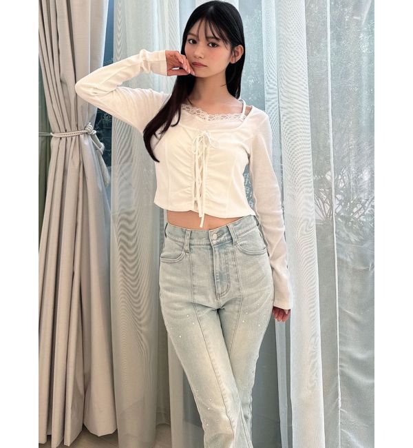 RESEXXY「レースアップリブトップス」|Tシャツ・カットソー|