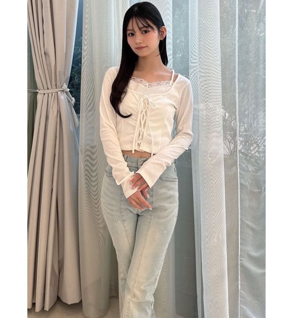 RESEXXY「レースアップリブトップス」|Tシャツ・カットソー|