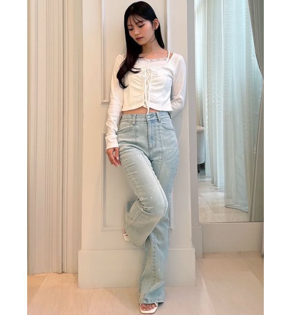 RESEXXY「レースアップリブトップス」|Tシャツ・カットソー|