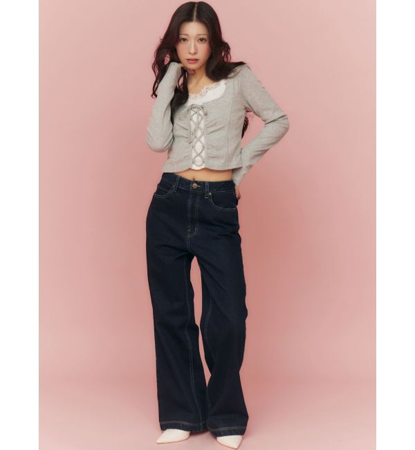 RESEXXY「レースアップリブトップス」|Tシャツ・カットソー|