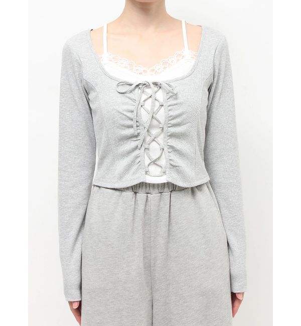 RESEXXY「レースアップリブトップス」|Tシャツ・カットソー|