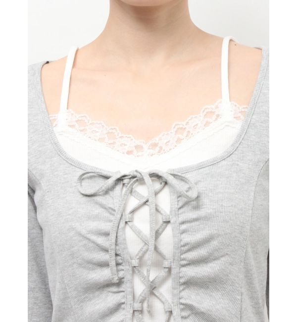 RESEXXY「レースアップリブトップス」|Tシャツ・カットソー|