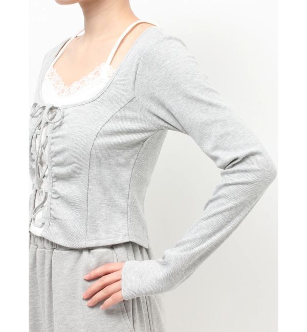 RESEXXY「レースアップリブトップス」|Tシャツ・カットソー|