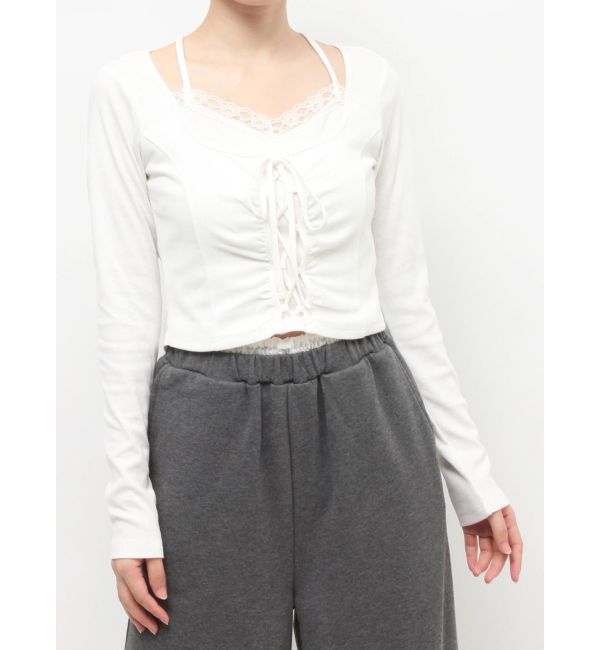 RESEXXY「レースアップリブトップス」|Tシャツ・カットソー|