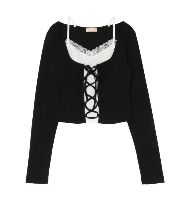 RESEXXY「レースアップリブトップス」|Tシャツ・カットソー|