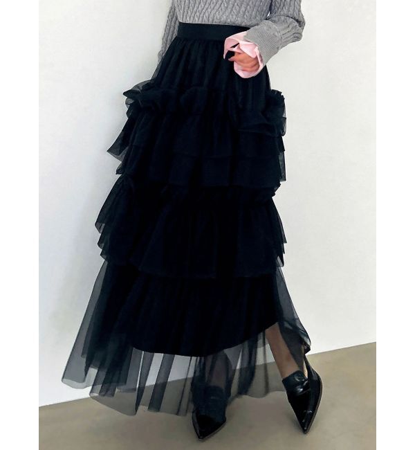 dazzlin「スーパーボリュームギャザースカート」|スカート|ブラック