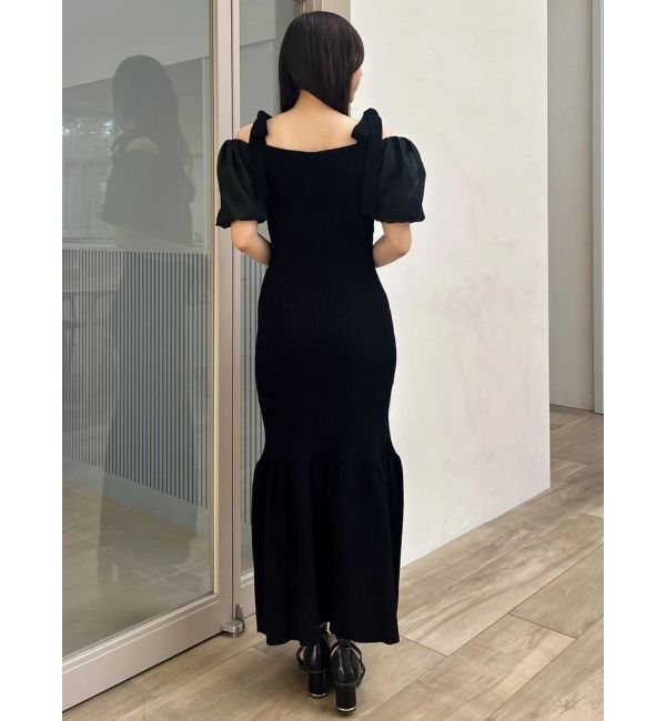 dazzlin「【WEB限定】シフォンスリーブリブニットワンピース」|ワンピース|