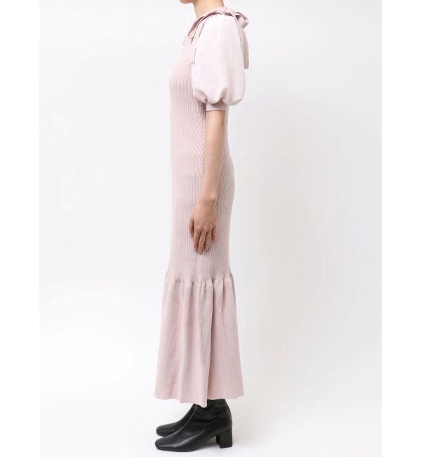 dazzlin「【WEB限定】シフォンスリーブリブニットワンピース」|ワンピース|