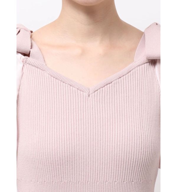 dazzlin「【WEB限定】シフォンスリーブリブニットワンピース」|ワンピース|