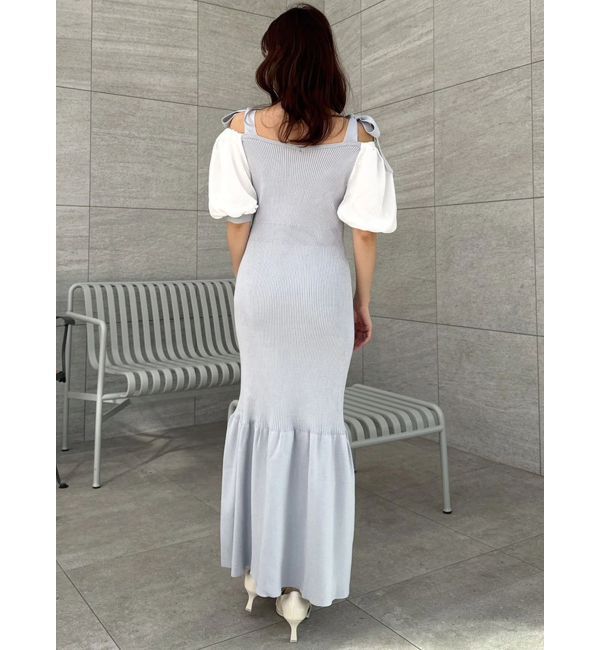 dazzlin「【WEB限定】シフォンスリーブリブニットワンピース」|ワンピース|