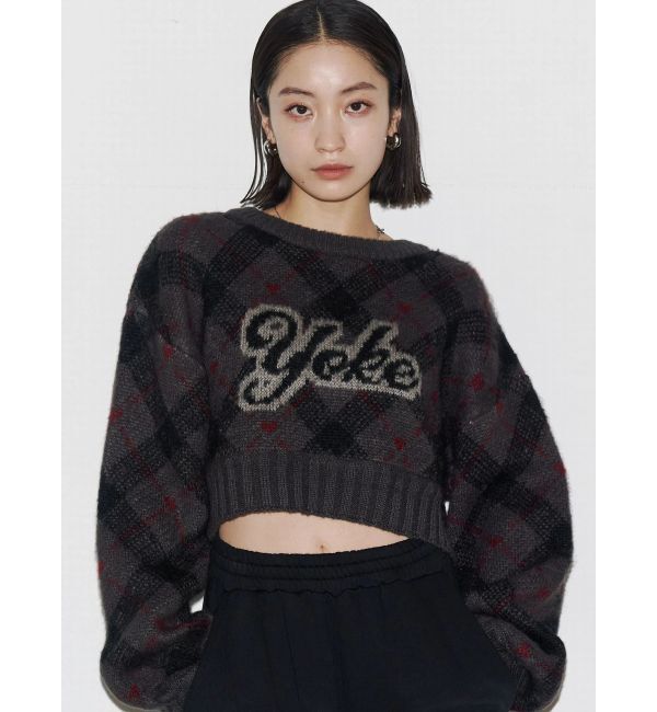 EMODA「チェックロゴオーバーニット」|ニット・セーター|