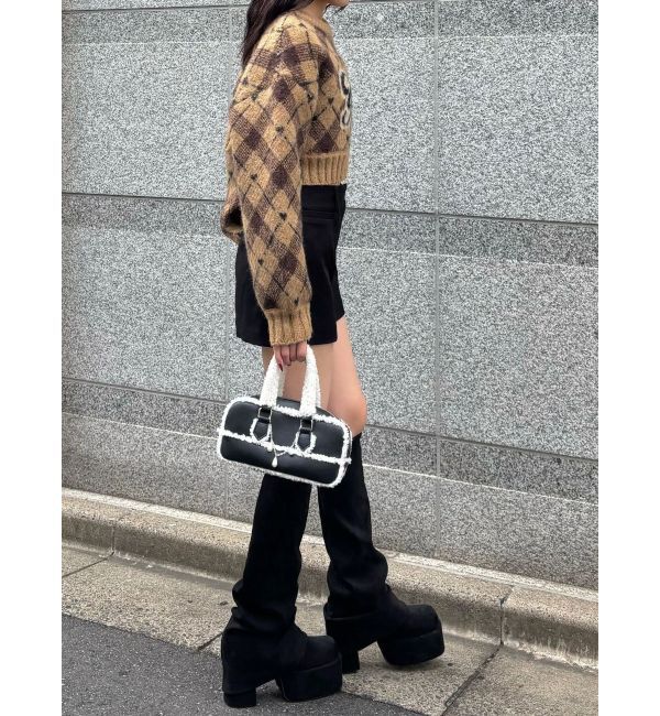 EMODA「チェックロゴオーバーニット」|ニット・セーター|