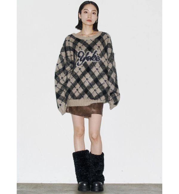 EMODA「チェックロゴオーバーニット」|ニット・セーター|