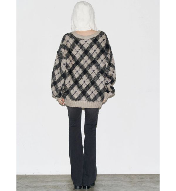 EMODA「チェックロゴオーバーニット」|ニット・セーター|