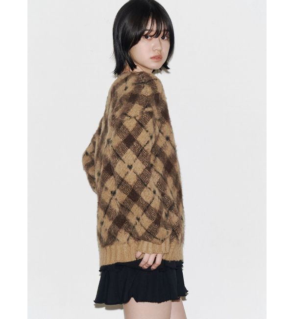 EMODA「チェックロゴオーバーニット」|ニット・セーター|