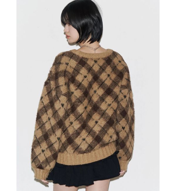 EMODA「チェックロゴオーバーニット」|ニット・セーター|