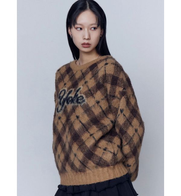 EMODA「チェックロゴオーバーニット」|ニット・セーター|