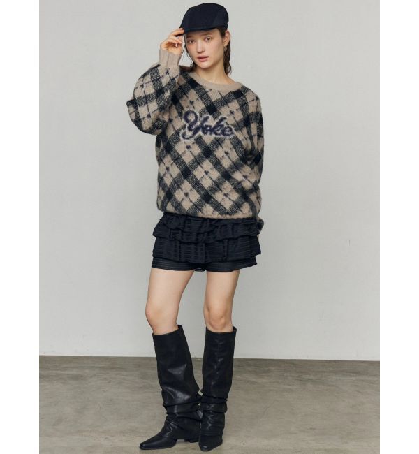 EMODA「チェックロゴオーバーニット」|ニット・セーター|