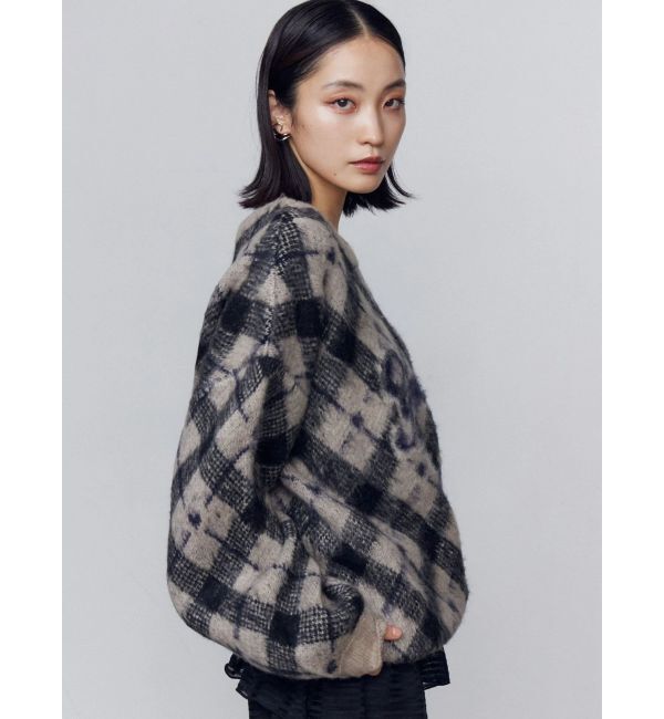 EMODA「チェックロゴオーバーニット」|ニット・セーター|
