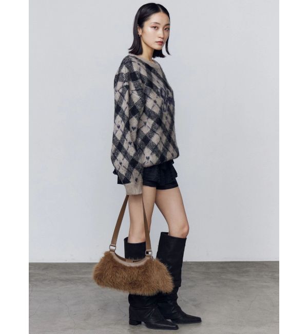 EMODA「チェックロゴオーバーニット」|ニット・セーター|