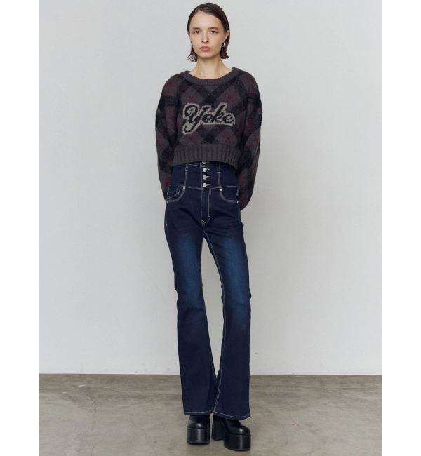 EMODA「チェックロゴオーバーニット」|ニット・セーター|