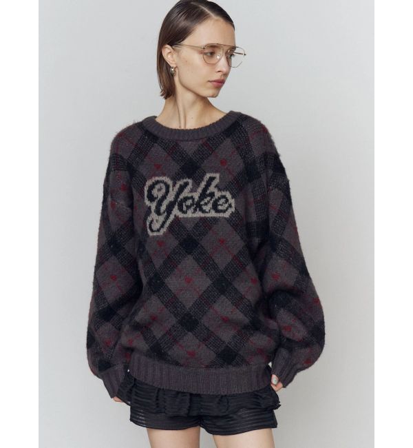 EMODA「チェックロゴオーバーニット」|ニット・セーター|