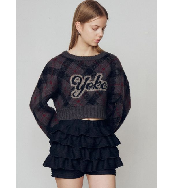 EMODA「チェックロゴオーバーニット」|ニット・セーター|