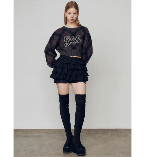 EMODA「チェックロゴオーバーニット」|ニット・セーター|