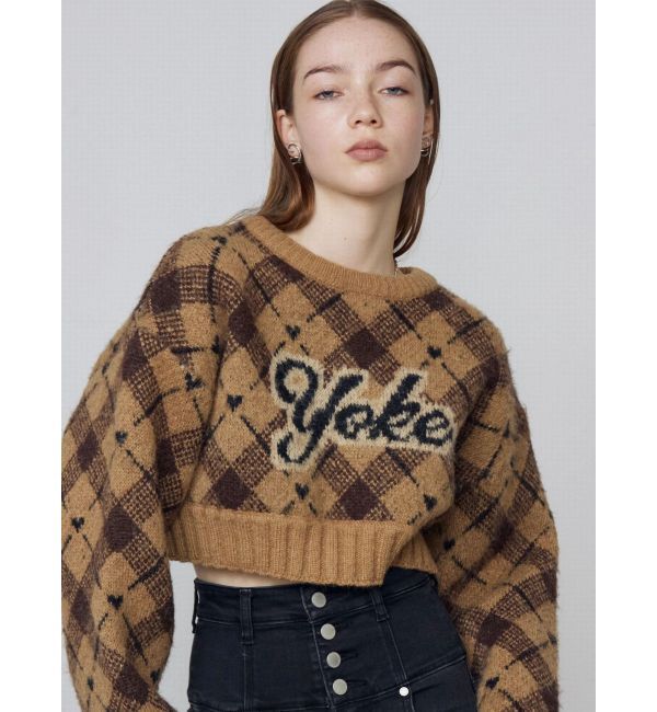 EMODA「チェックロゴオーバーニット」|ニット・セーター|