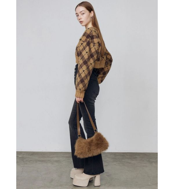 EMODA「チェックロゴオーバーニット」|ニット・セーター|