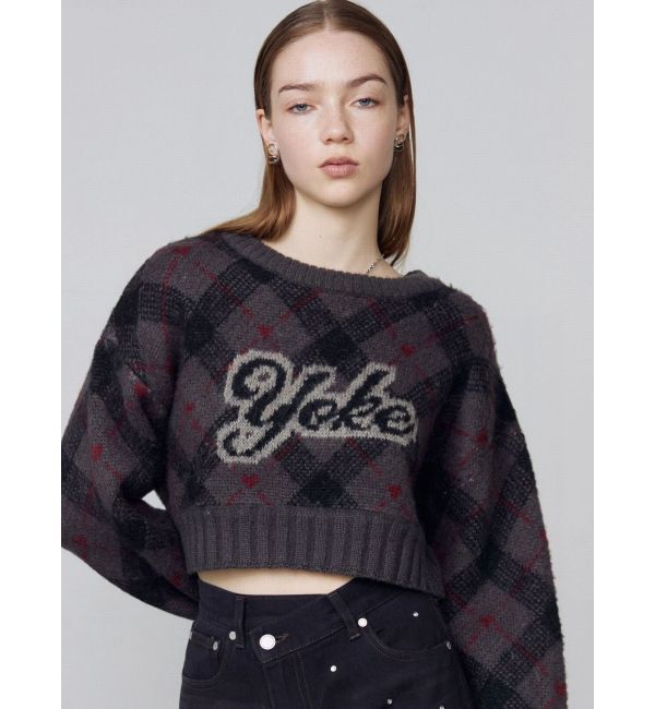 EMODA「チェックロゴオーバーニット」|ニット・セーター|