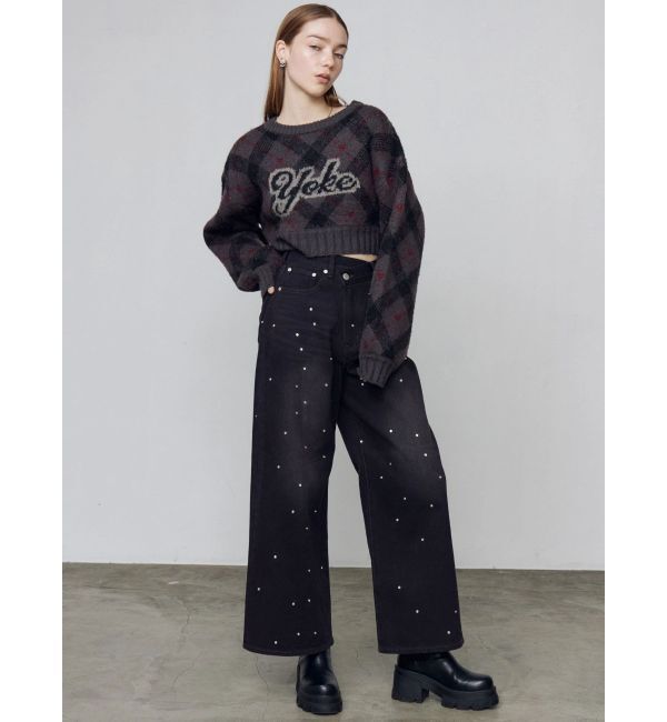 EMODA「チェックロゴオーバーニット」|ニット・セーター|