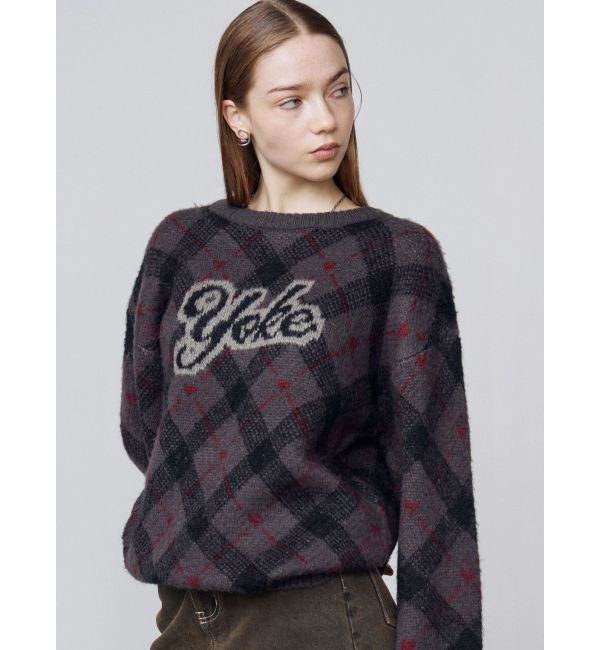 EMODA「チェックロゴオーバーニット」|ニット・セーター|