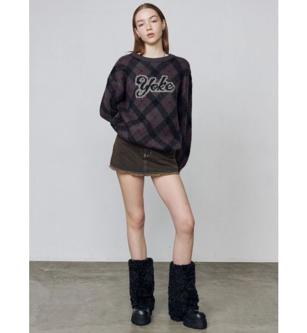 EMODA「チェックロゴオーバーニット」|ニット・セーター|