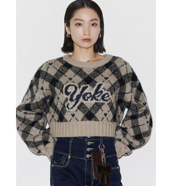 EMODA「チェックロゴオーバーニット」|ニット・セーター|