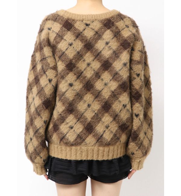 EMODA「チェックロゴオーバーニット」|ニット・セーター|