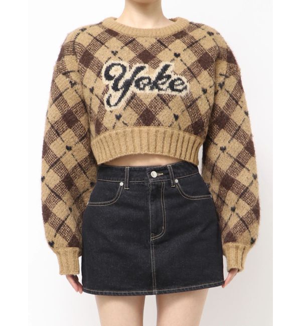 EMODA「チェックロゴオーバーニット」|ニット・セーター|