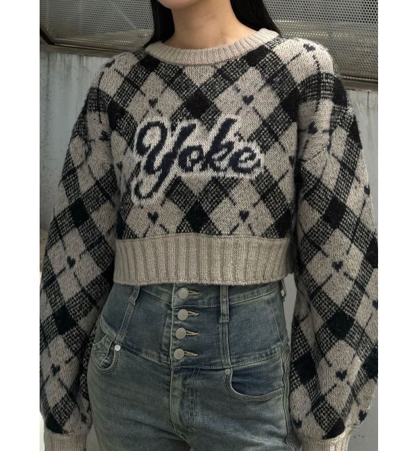 EMODA「チェックロゴオーバーニット」|ニット・セーター|