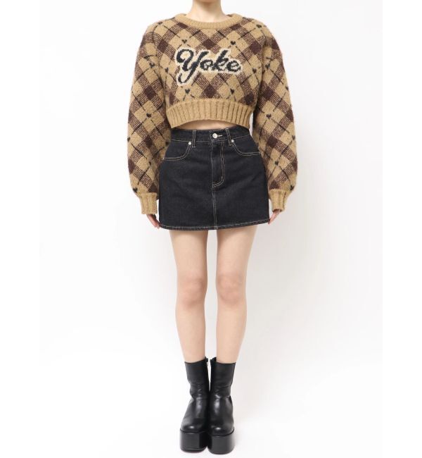 EMODA「チェックロゴオーバーニット」|ニット・セーター|