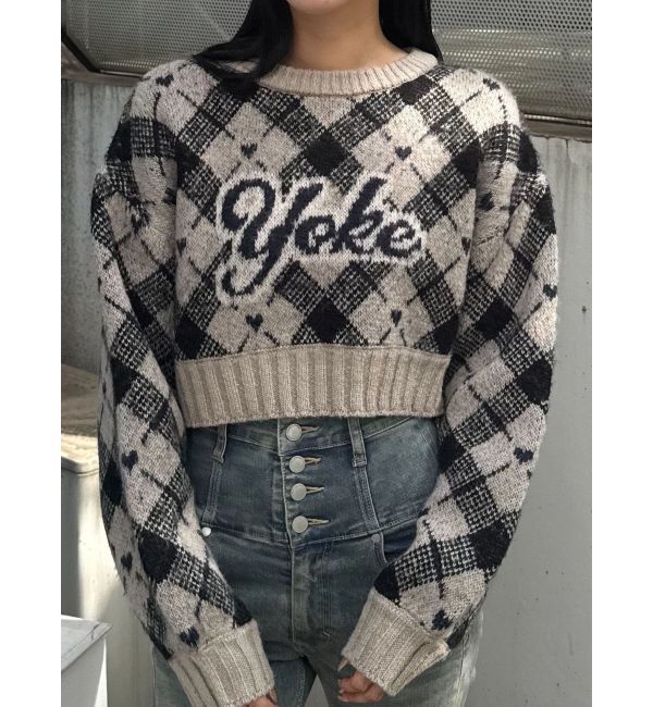 EMODA「チェックロゴオーバーニット」|ニット・セーター|