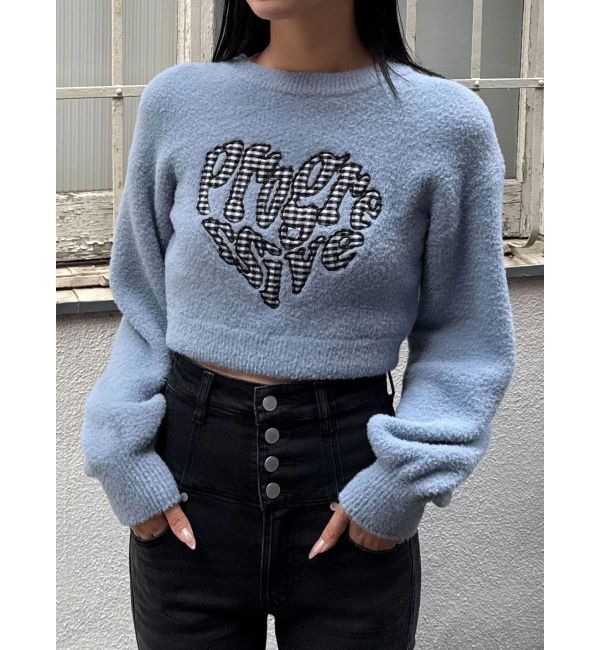 EMODA「クレーピングパッチシャギーニット」|ニット・セーター|ブルー