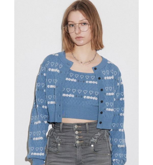 EMODA「アイレットロゴツインニット」|ニット・セーター|ブルー