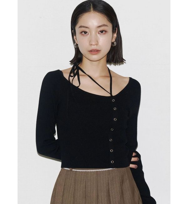 EMODA「アシンメトリーチョーカーニット」|ニット・セーター|ブラック