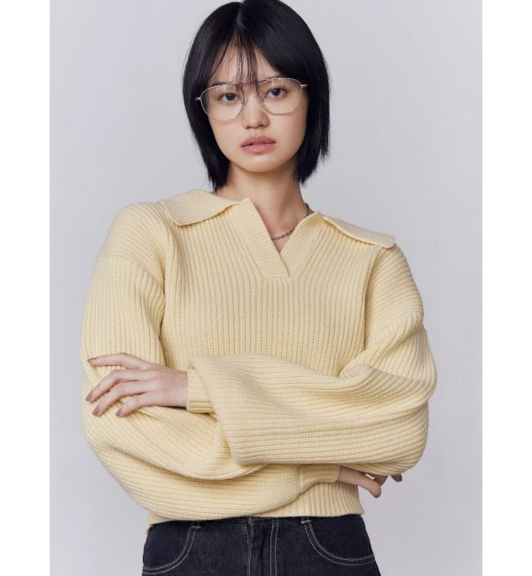 EMODA「スキッパーワイドシャギーニット」|ニット・セーター|イエロー