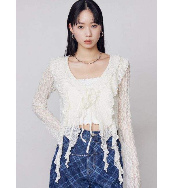 EMODA「ドットラッフルフリルクロップトップ」|Tシャツ・カットソー|