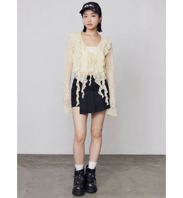 EMODA「ドットラッフルフリルクロップトップ」|Tシャツ・カットソー|