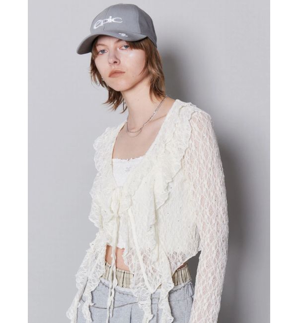 EMODA「ドットラッフルフリルクロップトップ」|Tシャツ・カットソー|